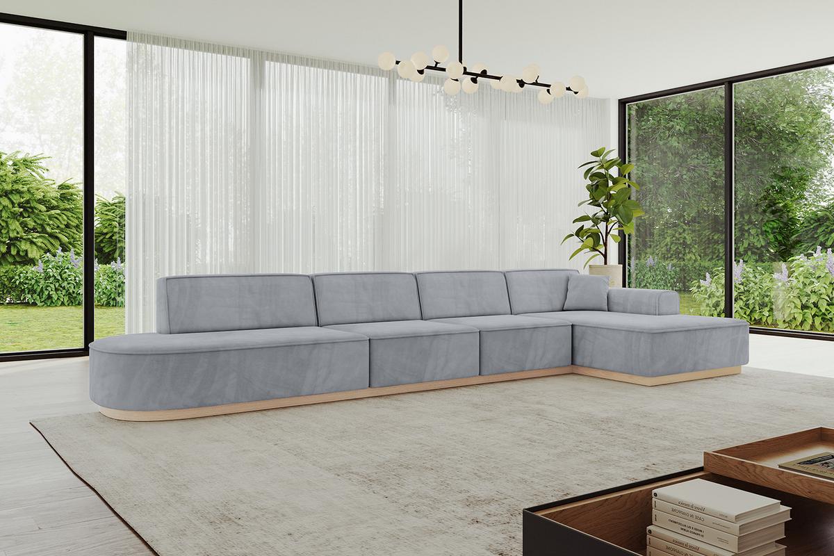 ECKSOFA Ottomane Rechts IREA-L3 - 412x165x80 cm Grau - Titanfarben, Holzwerkstoff/Textil (412/165cm) - ALTDECOR