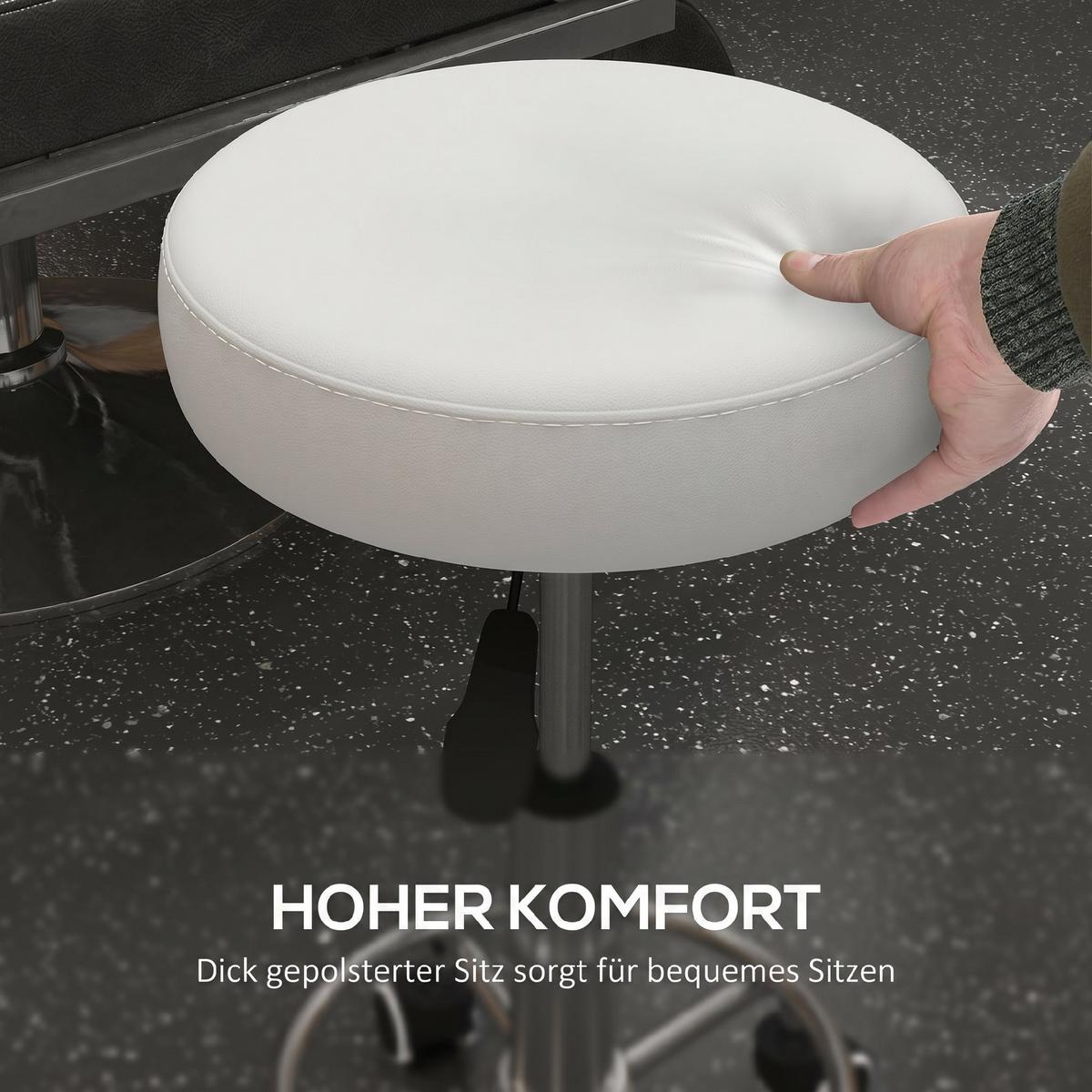 SALONSTUHL Kunstleder Schaumstoff Weiß - Chromfarben/Weiß, Kunststoff/Metall (42/64/42cm) - Vinsetto