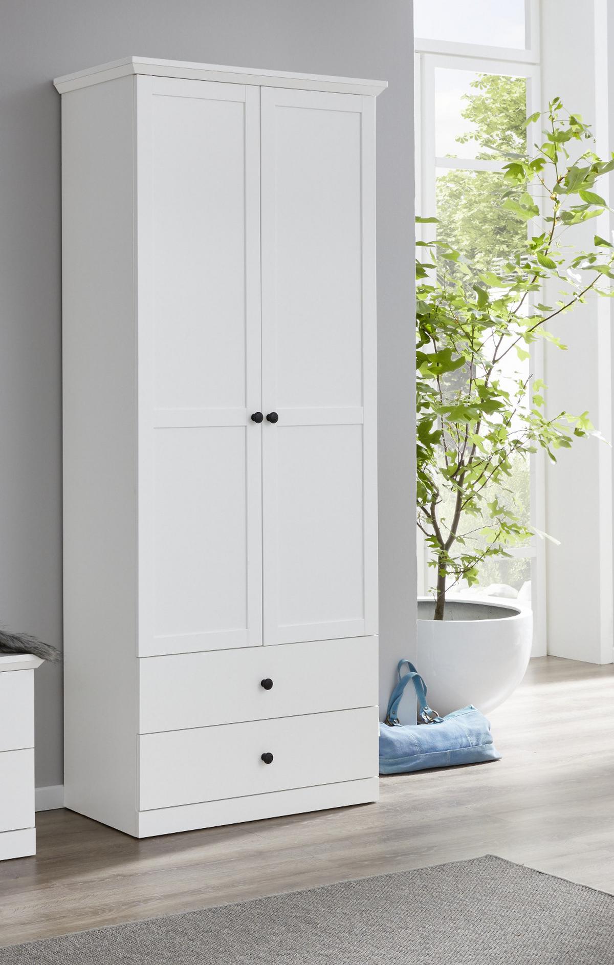 GARDEROBENSCHRANK weiß 81 x 196 cm, Flurgarderobe mit Kleiderstange - Silberfarben/Weiß, Holzwerkstoff/Metall (81/196/41cm) - Top.Furn