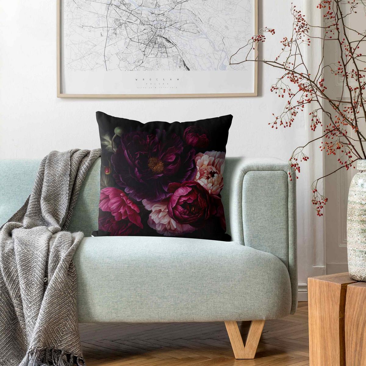 KISSENBEZUG Dunkle purpurne Blüten 40/40 cm - Violett, Textil (40/40cm) - Bilderwelten