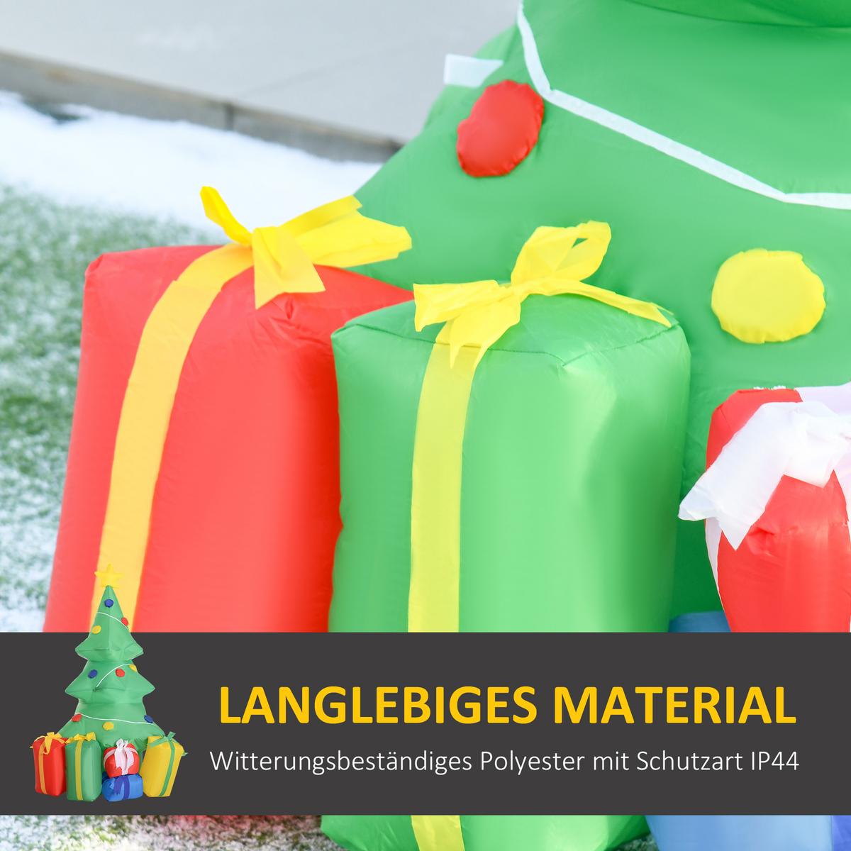 WEIHNACHTSDEKORATION aufblasbar mit LED-Licht, 150 cm Wasserdicht - Multicolor, Textil (65/150/75cm) - HOMCOM