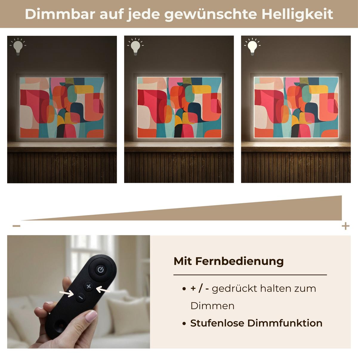 WANDLEUCHTE MIT AKKU Formen - Bunt - Abstrakt - Flugzeuge 40x30 cm - Multicolor, Holzwerkstoff (40/30/8cm) - OnlyWow
