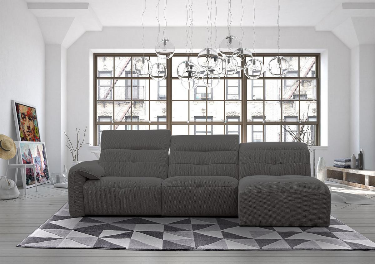 ECKSOFA TRENTO 4-Sitzer, dunkelgrau - Dunkelgrau/Schwarz, Holzwerkstoff/Kunststoff (262/165cm) - Wozimo
