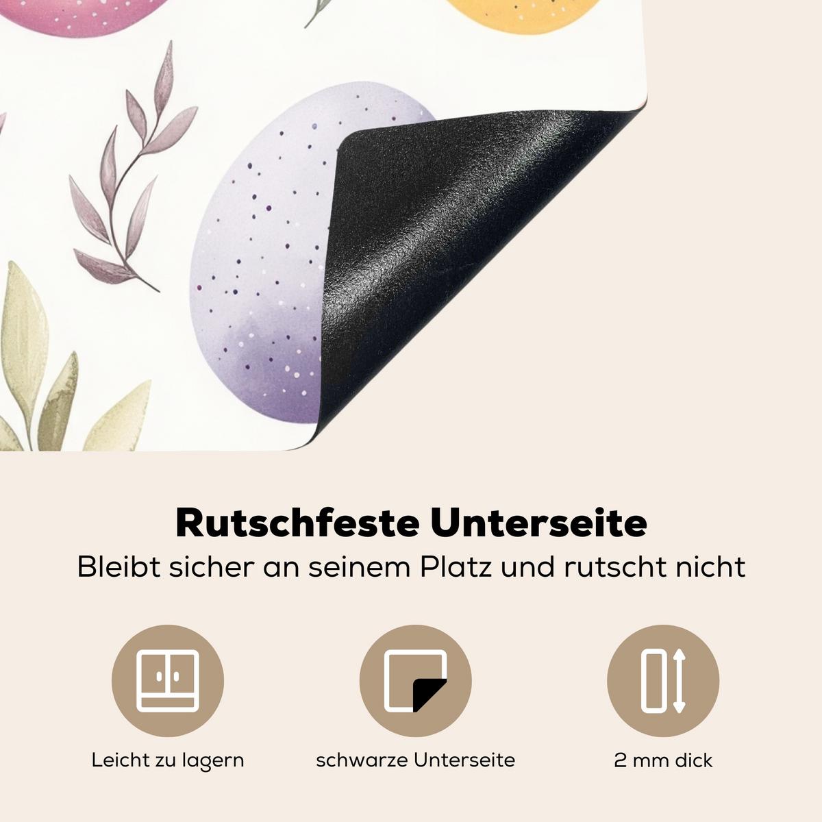 HERDABDECKPLATTE Eier - Bunt - Muster Abdeckung Ceranfeld 59x51 cm - Weiß, Kunststoff (59/51/0.2cm) - MuchoWow