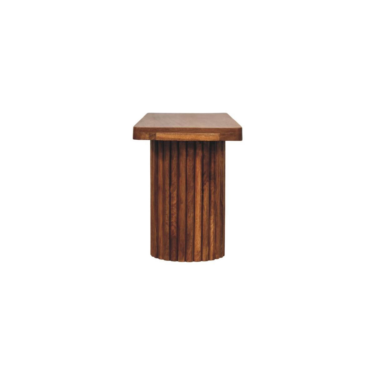SITZBANK mit Amber-Eichen-Finish, 2 zylindrische kannelierte Basen, warmbraun - Braun, Holz (110/45/35cm) - Artisan Furniture