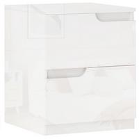 NACHTSCHRANK mit 2 Schubladen, 40 x 40 x 48 cm, Hochglanzweiß - Weiß, Holzwerkstoff (40/48/40cm) - HOMCOM