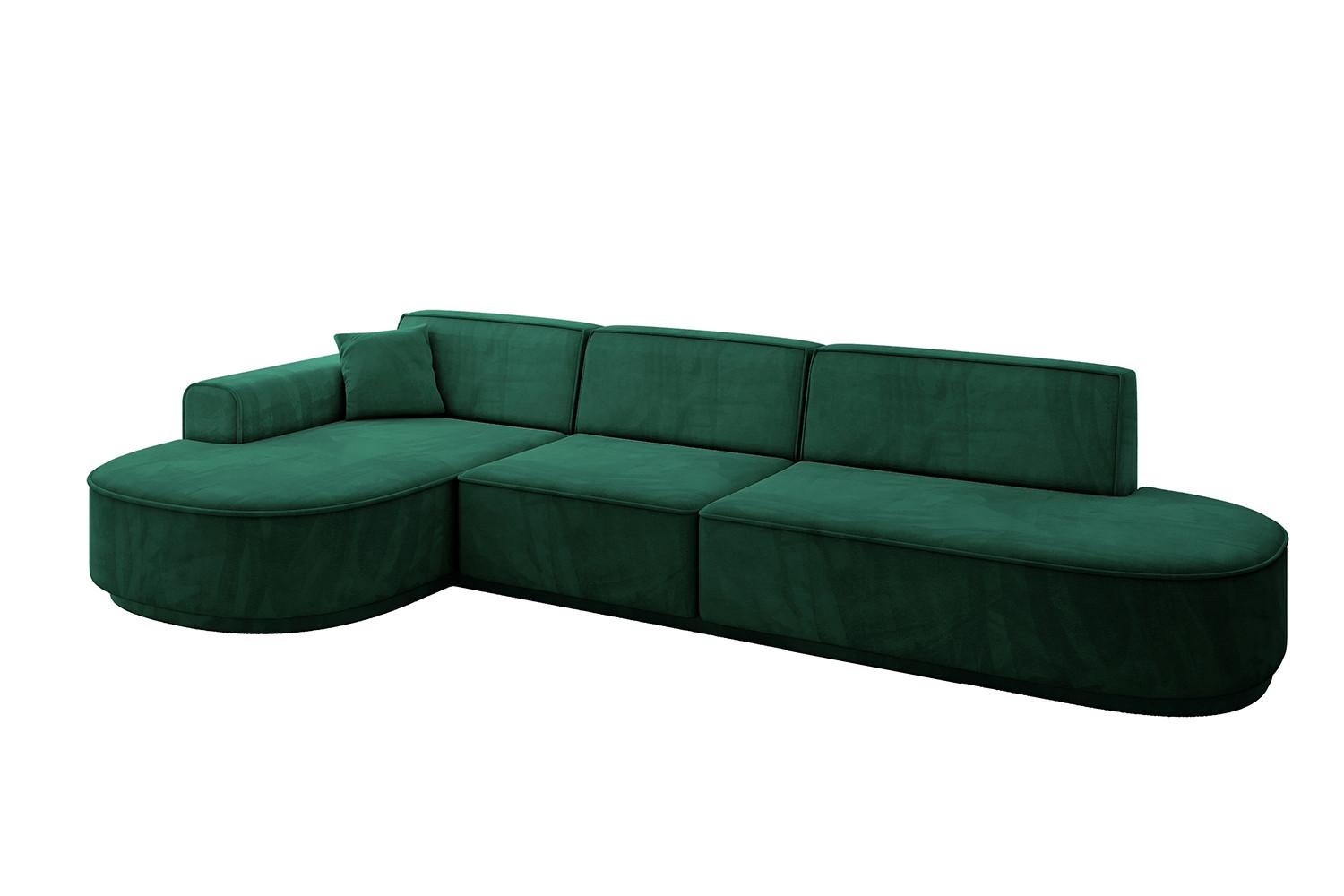 ECKSOFA Ottomane Links MARI-L2-v3 - 328x171x83 cm Grün Velours - Schwarz/Grün, Holzwerkstoff/Kunststoff (328/171cm) - ALTDECOR