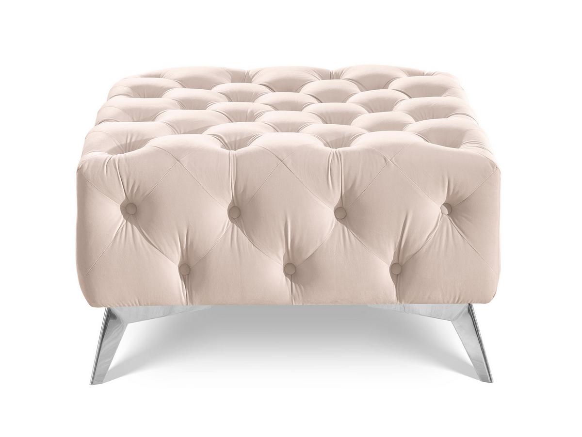 HOCKER Chesterfield Whitby Beige Samt mit silbernen Füßen - Beige/Silberfarben, Holz/Textil (80/45/80cm) - S-Style Möbel