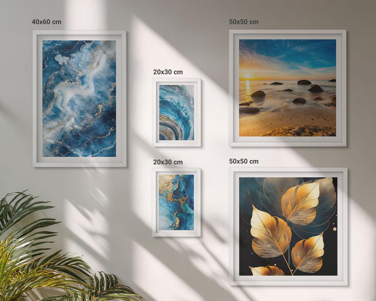 BILDER SET 5er Set - 50x50 cm & 20x30 cm & 40x60 cm Weißer Rahmen - Porträt einer Frau, Auge, Farben, Emotionen - Weiß, Kunststoff (40/60cm) - TULUP