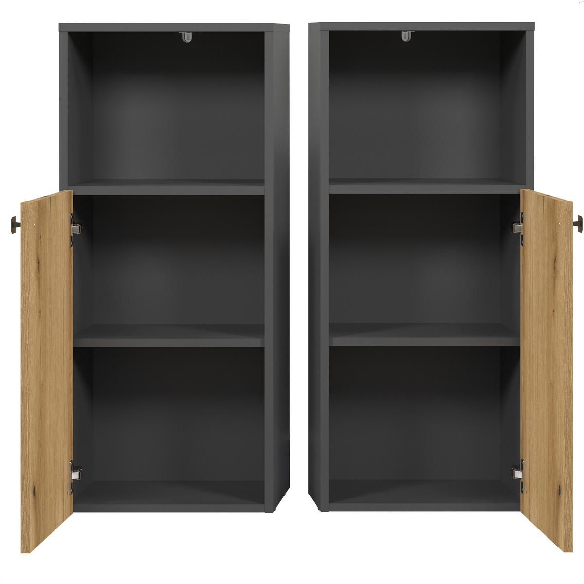 BADKOMMODE Evoke Eiche, grau 40 x 95 cm, Badschrank in modernem Design - Eichefarben/Anthrazit, Holzwerkstoff/Metall (31/95/40cm) - Top.Furn