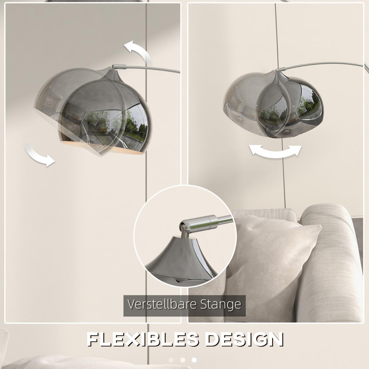 STEHLAMPE höhenverstellbar, schwenkbar Stehleuchte exkl. Leuchtmittel - Silberfarben, Metall (115/30/180cm) - HOMCOM