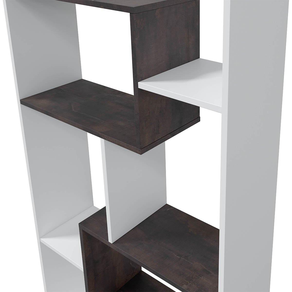 BÜCHERREGAL mit 8 Ablagefächern H180 cm - Kawa - Weiß, Holzwerkstoff (25/180/80cm) - Calicosy