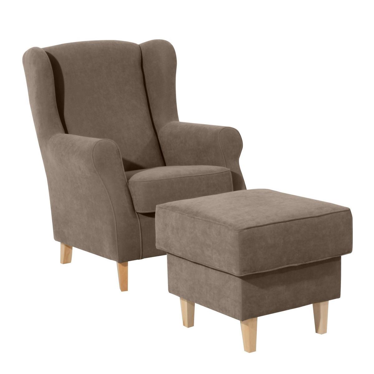 OHRENSESSEL Karlen Bezug Veloursstoff Buche natur / sahara - Buchefarben/Sahara, Kunststoff (86/103/77cm) - 58aufmkessel