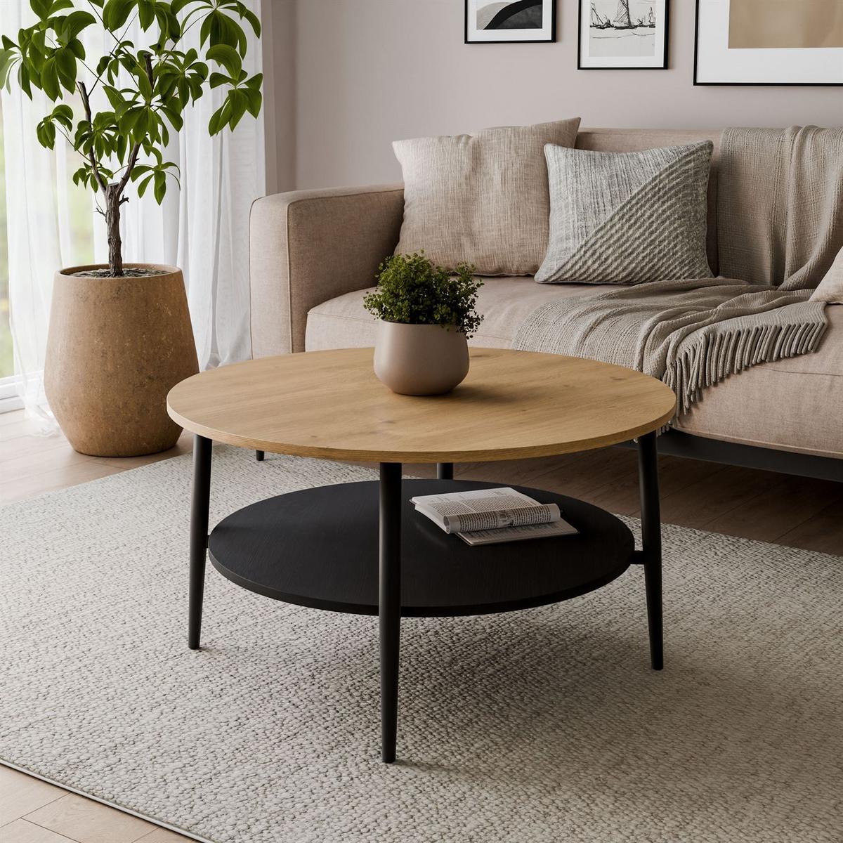 COUCHTISCH NORDIC mit schwarzen Beinen - Schwarz, Metall (80/80/45cm) - Lookway