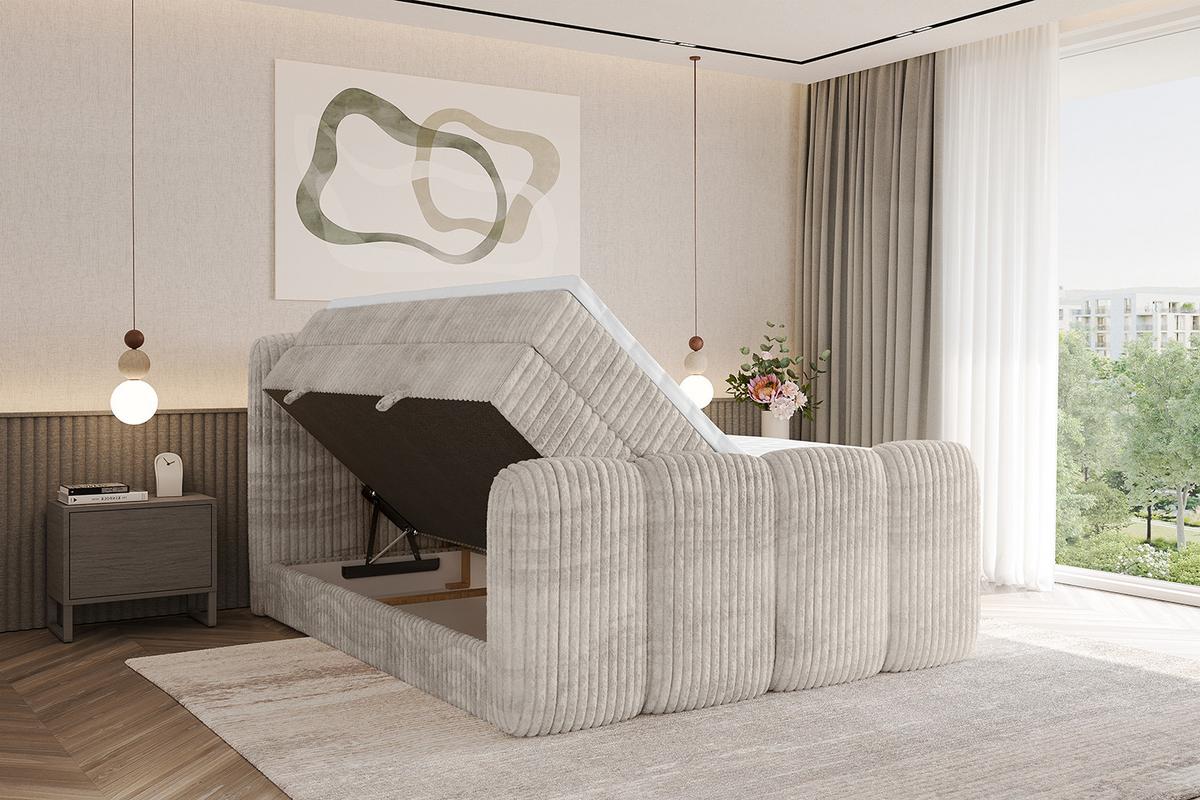 BOXBETT mit Matratze H3|H4 und Lattenrost - NINA-Z KING - 160x200 cm Tila - Creme - Creme, Holzwerkstoff (160/200cm)