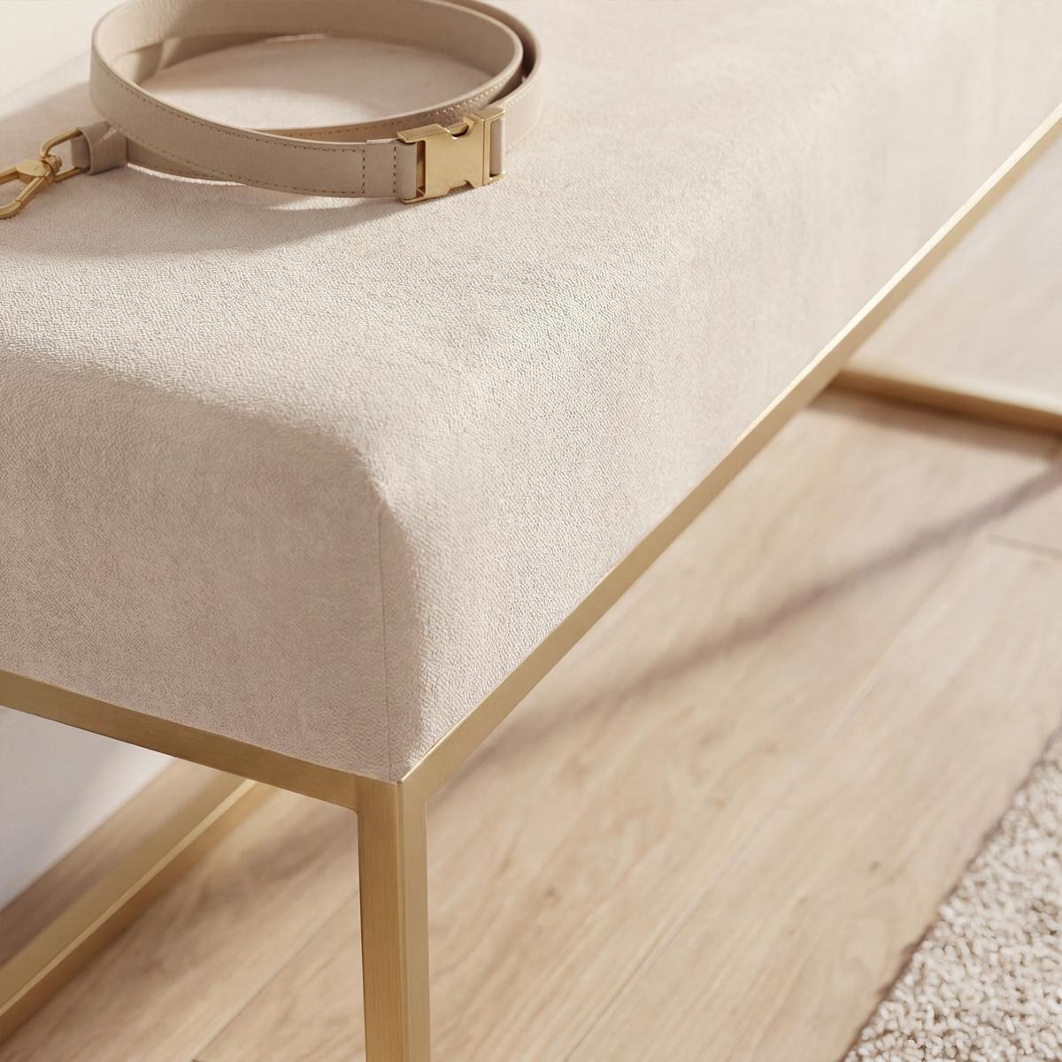 POLSTERBANK PURE 90 cm Metallgestell, Gold / Beige - Beige, Textil/Metall (90/44/30cm) - Idohome