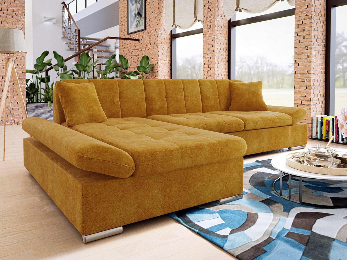 ECKSOFA Montana, Seite: Links - Currygelb, Holz/Textil (278/161cm) - MIRJAN24