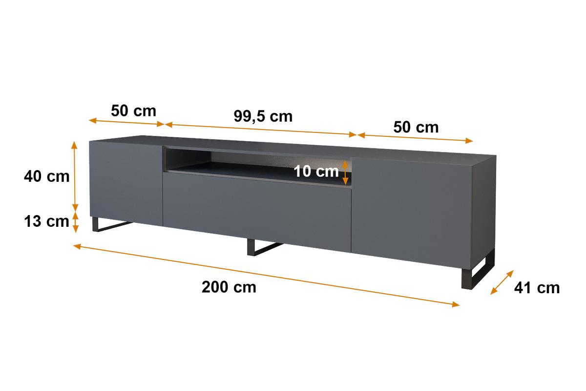 LOWBOARD ELIO-S 200x53x41 cm - Graphit - Graphitfarben/Schwarz, Holzwerkstoff (200/53/41cm) - ALTDECOR