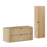 BADMÖBEL 120.4cm Mila 2er-Set Helle Eiche - Braun, Holzwerkstoff (120.4/54/46cm) - Petits-meubles