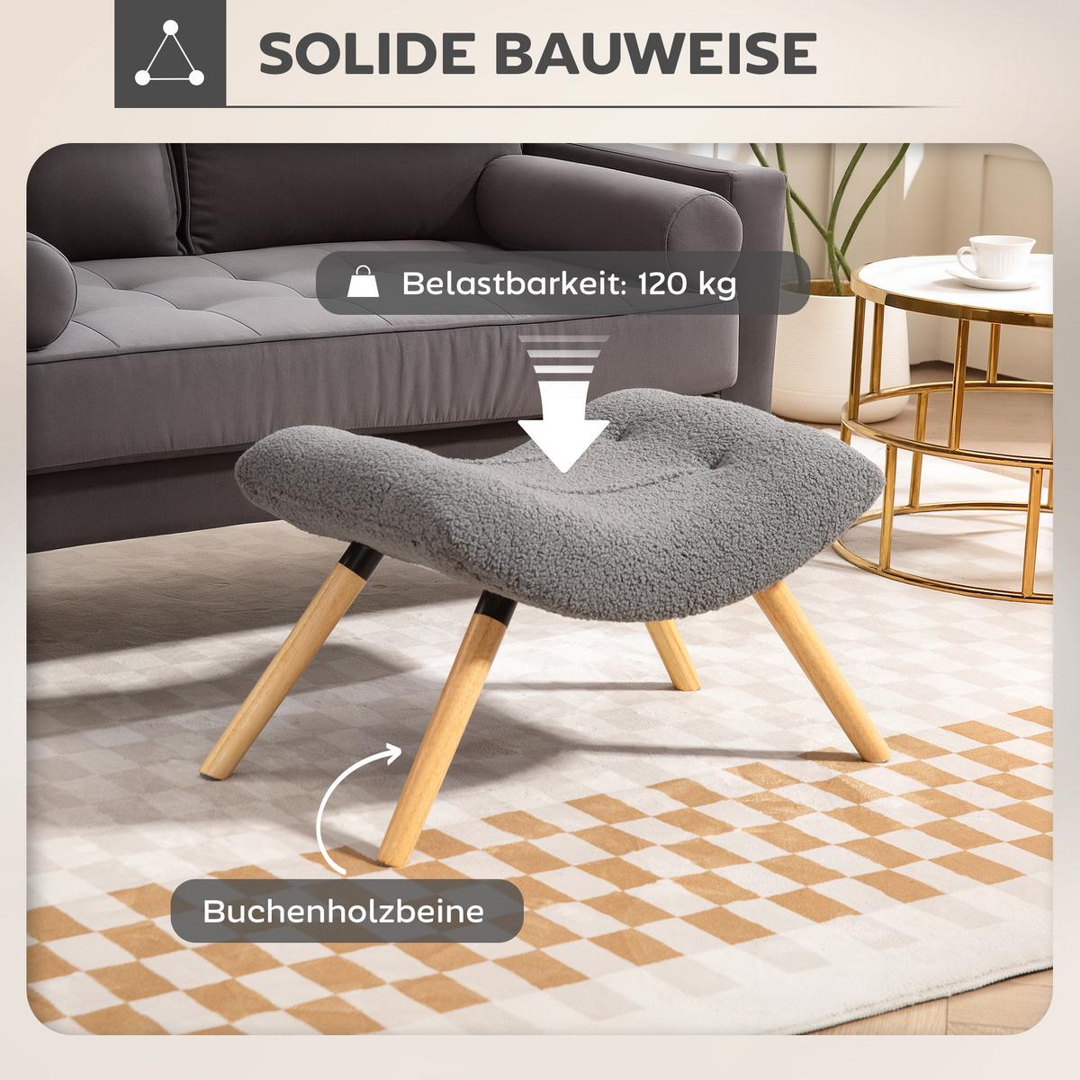 SITZHOCKER, Fußhocker, Polsterhocker, Fußstütze bis 120 kg belastbar Dunkelgrau - Dunkelgrau, Kunststoff (45/38/67cm) - HOMCOM