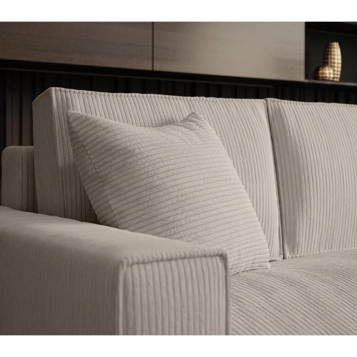 ECKSOFA Parys L mit Schlaffunktion und universeller Ottomane, Creme - Creme/Schwarz, Kunststoff/Textil (290/185cm) - Beautysofa