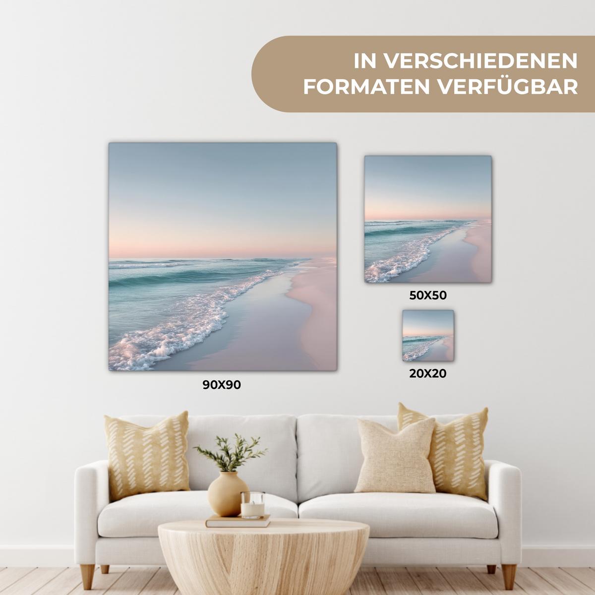 LEINWANDBILD Küstenlinie - Pastell - Wasser Deko Wohnzimmer 20x20 cm - Pastellblau, Textil (20/20cm) - MuchoWow