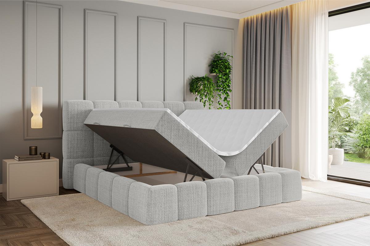 BOXBETT - AURI-H3 - 140x200 Hellgrau Aragon - Taupe, Holzwerkstoff (140/200cm) - ALTDECOR