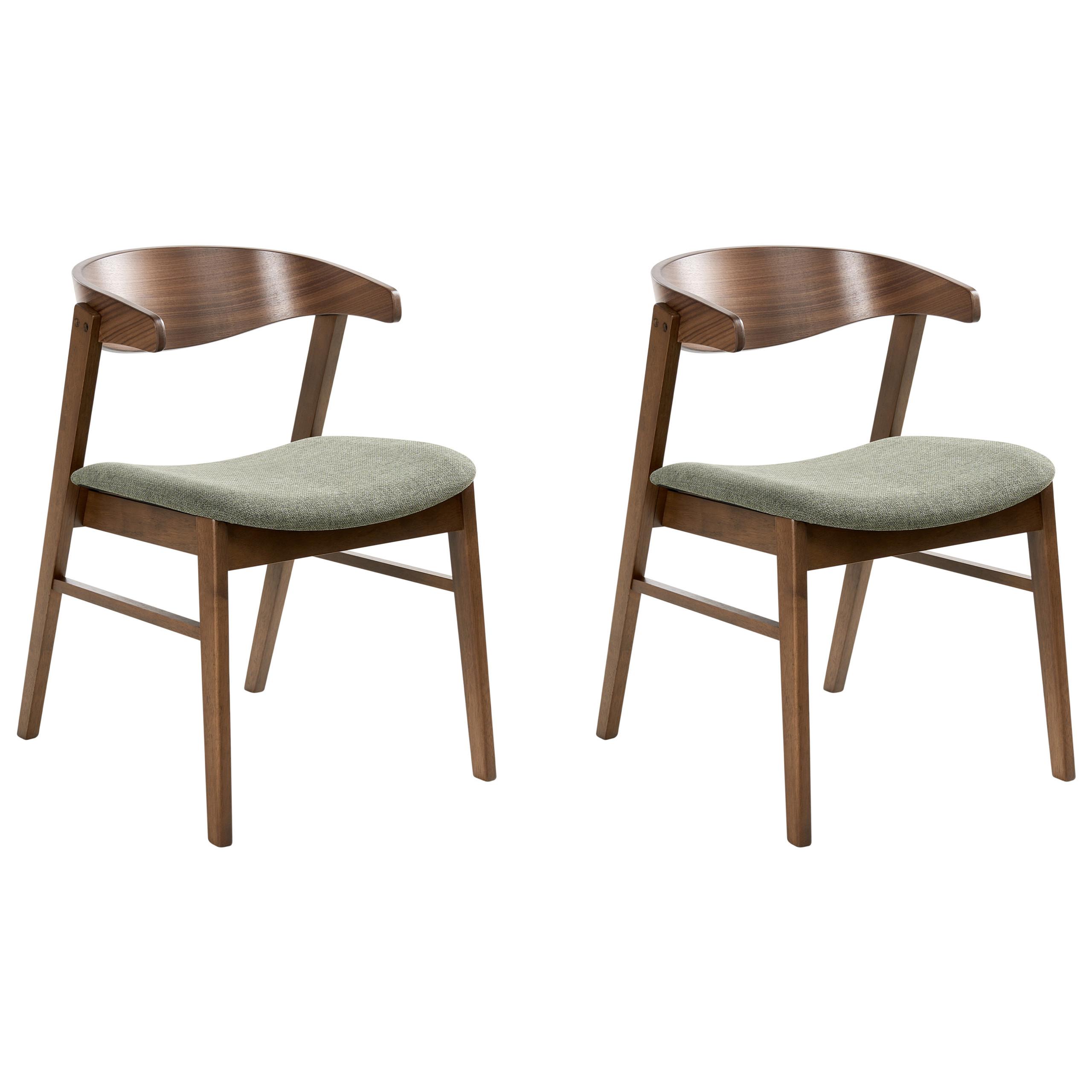 ESSZIMMERSTUHL 2er-Set Stoff Dunkelgrün/Braun Lilly - Braun/Grün, Holz (49/73/59cm) - Beliani