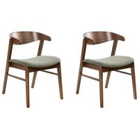 ESSZIMMERSTUHL 2er-Set Stoff Dunkelgrün/Braun Lilly - Braun/Grün, Holz (49/73/59cm) - Beliani