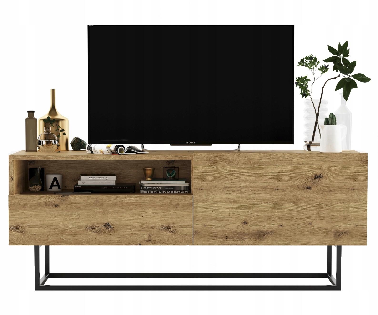 TV-SCHRANK Enjoy Eiche artisan matt mit Metallrahmen Schublade 120 cm - Schwarz/Eiche Artisan, Holzwerkstoff/Metall (120/46/35cm) - Meble Lindner