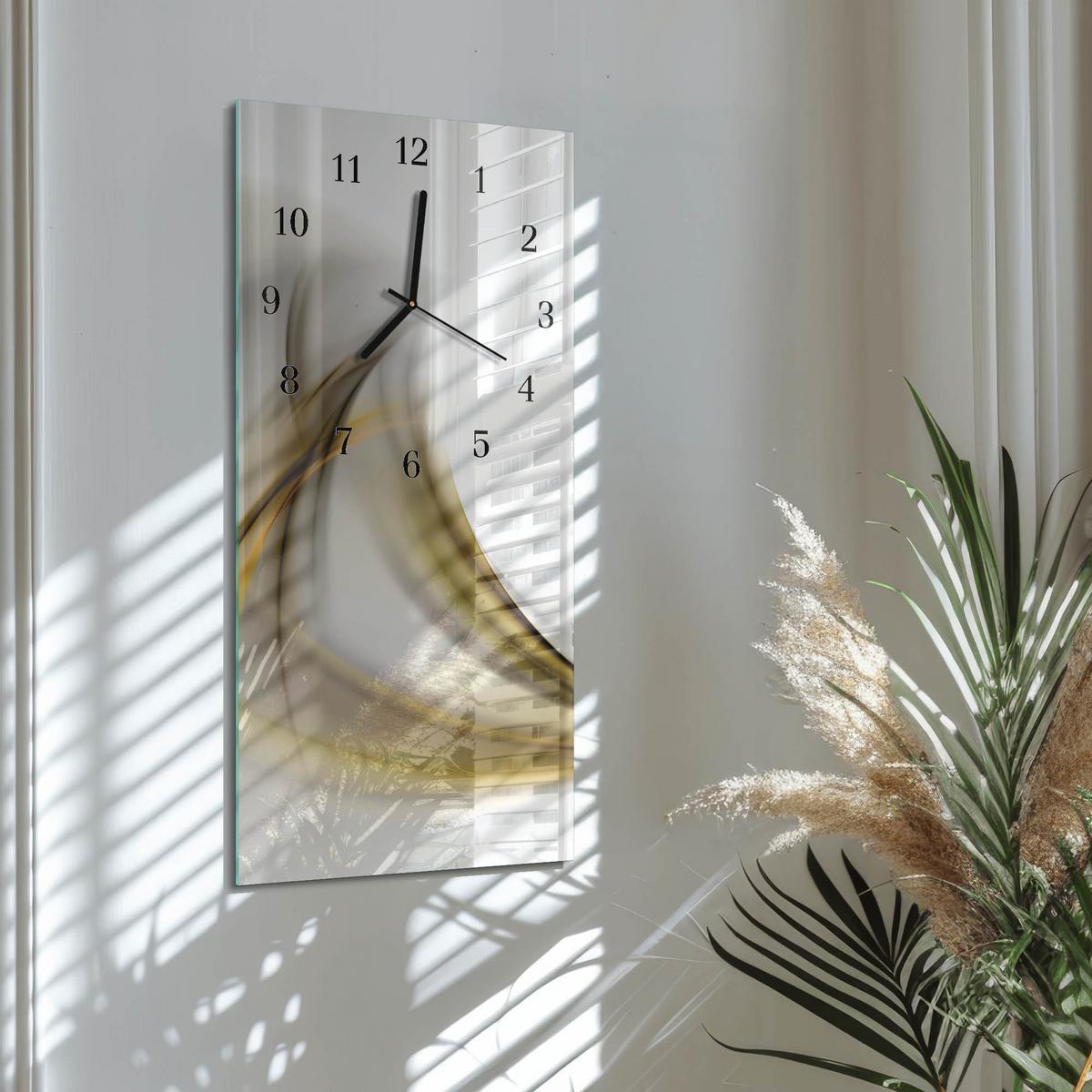 WANDUHR aus Glas 30x60 cm - Muster - Beige, Glas (30/60/0.4cm) - TULUP