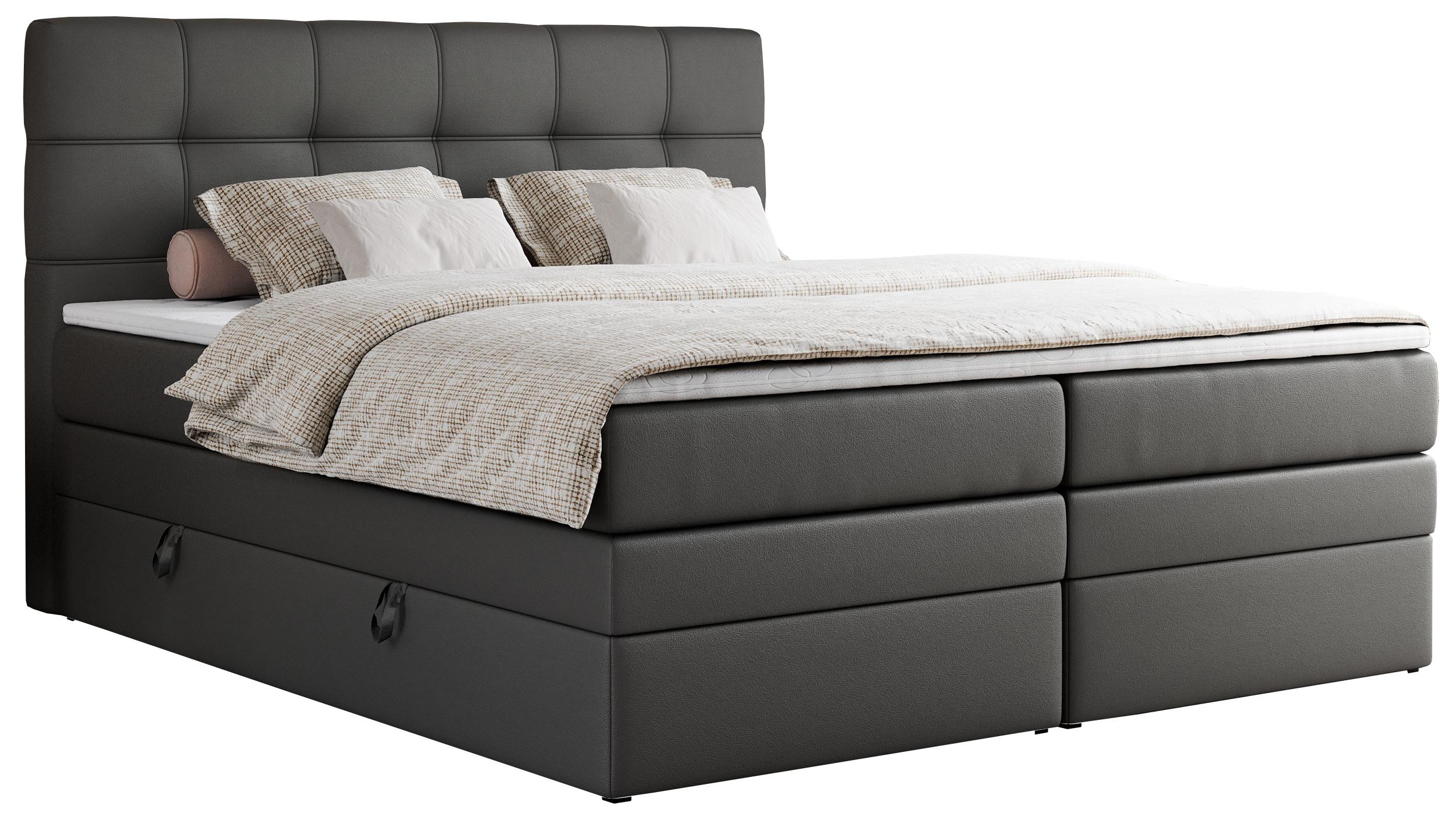 BOXSPRINGBETT ERNI KING 140/200 Dunkelgrau Kunstleder - H3 - Dunkelgrau, Holz/Textil (140/200cm) - MKS