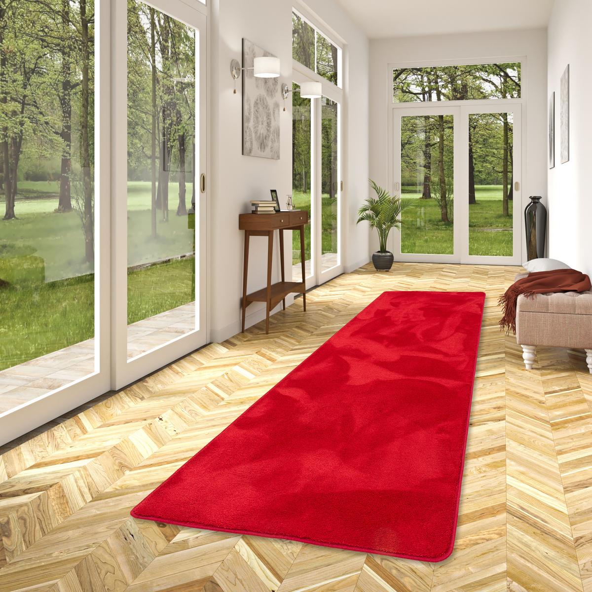 LUXUS SUPER SOFT HOCHFLOR LANGFLOR TEPPICH LÄUFER DELUXE - Rot, Textil (80/240cm) - Snapstyle
