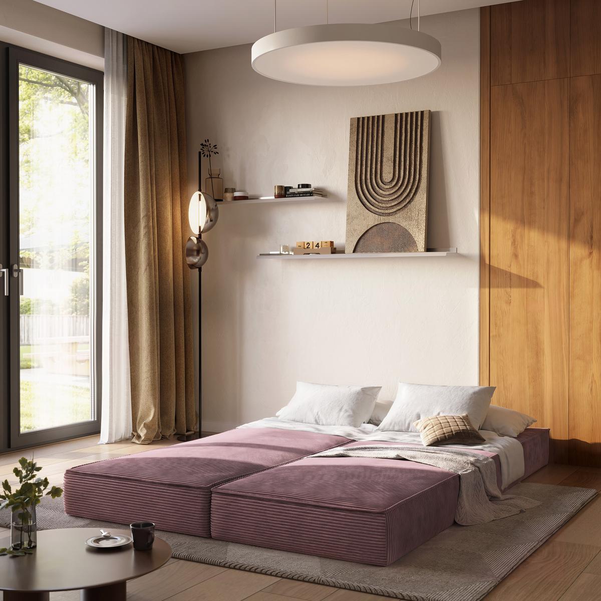 ECKSOFA NOTIA modulares Boneless Sofa mit Schlaffunktion Lila Cordstoff - Lila, Textil (200/120cm) - MASSENO