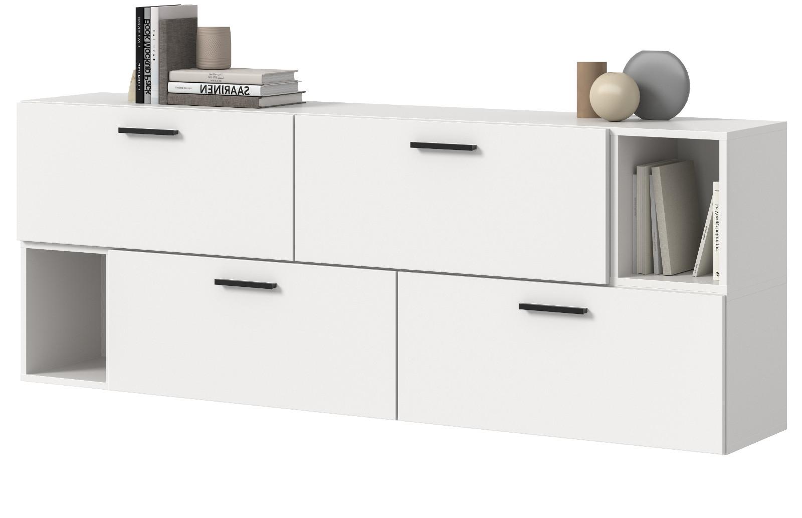 SIDEBOARD weiß 176 cm, Kommode hängend / stehend - Schwarz/Weiß, Holzwerkstoff/Kunststoff (176/65/34cm) - Inn.Furn