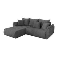 ECKSOFA mit Schlaffunktion Ottomane Links TOKO-L 277x194x86 Dunkelgrau Cord - Dunkelgrau/Schwarz, Holzwerkstoff/Kunststoff (277/194cm) - ALTDECOR