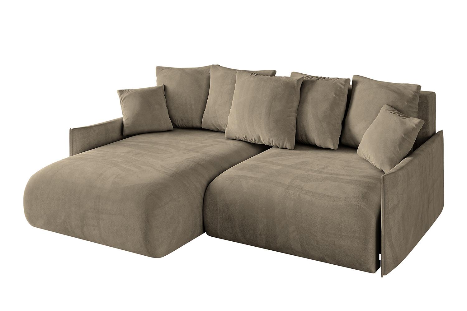 ECKSOFA Ottomane links ONESK-L-v1 216x177x72 Braun Velours - Braun, Holzwerkstoff/Kunststoff (216/177cm) - ALTDECOR