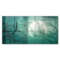 WANDUHR aus Glas 60x30 cm - Mond - Türkis, Glas (60/30/0.4cm) - TULUP