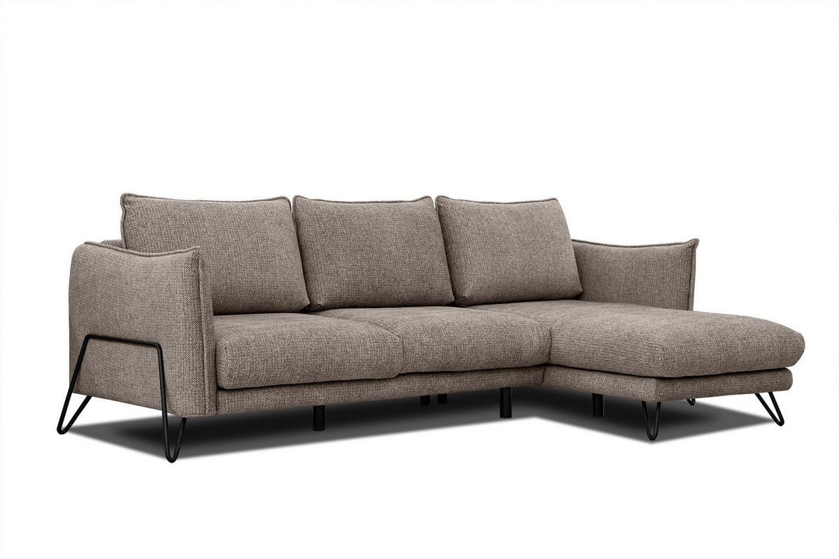 ECKSOFA HOSTEN 4-Sitzer, taupe - Taupe/Schwarz, Holzwerkstoff/Textil (269/158cm) - Wozimo