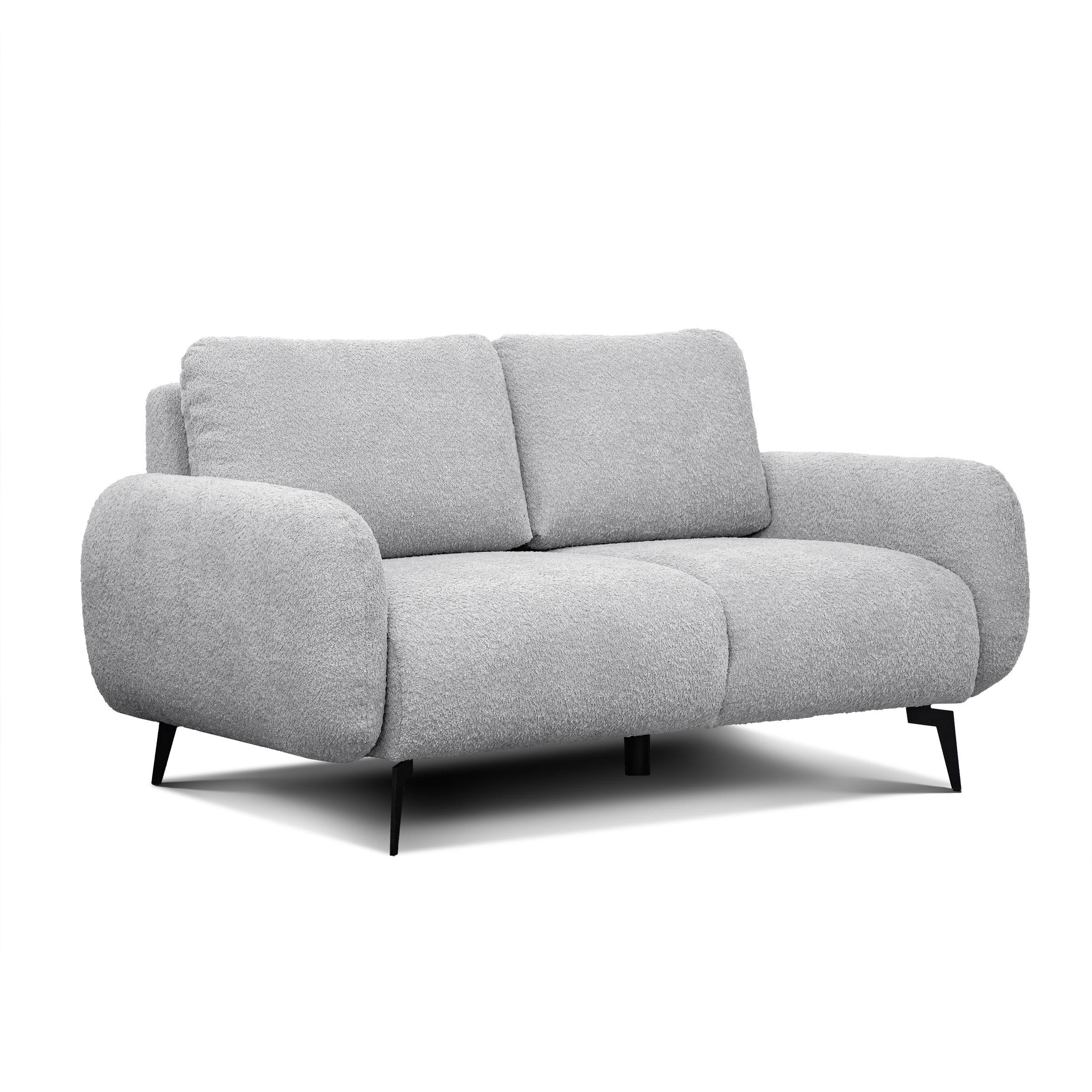 SOFA FEBE 2-Sitzer, hellgrau - Hellgrau/Schwarz, Holz/Textil (160/82/96cm) - Wozimo