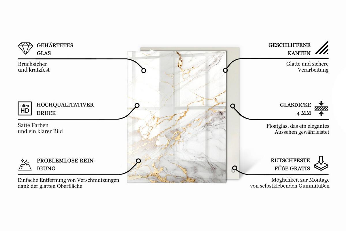 TISCHPLATTE 80x60 cm Marmorstrukturmuster - Creme, Glas (0.4/80/60cm) - TULUP