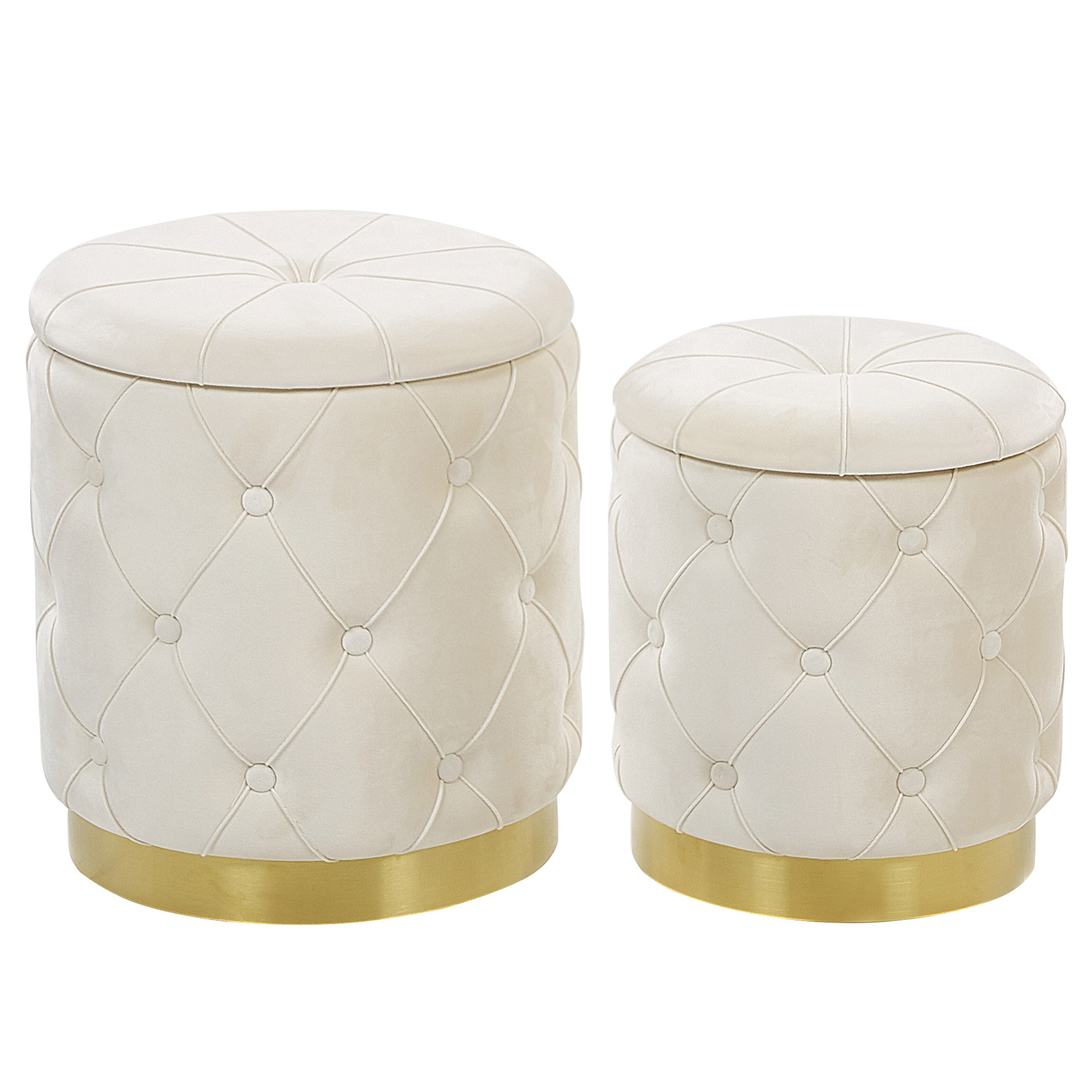 POUF Pueblo 40-33/40-33/44-36 cm - Weiß, Textil (33/36/33cm) - Beliani