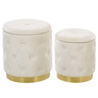 POUF Pueblo 40-33/40-33/44-36 cm - Weiß, Textil (33/36/33cm) - Beliani