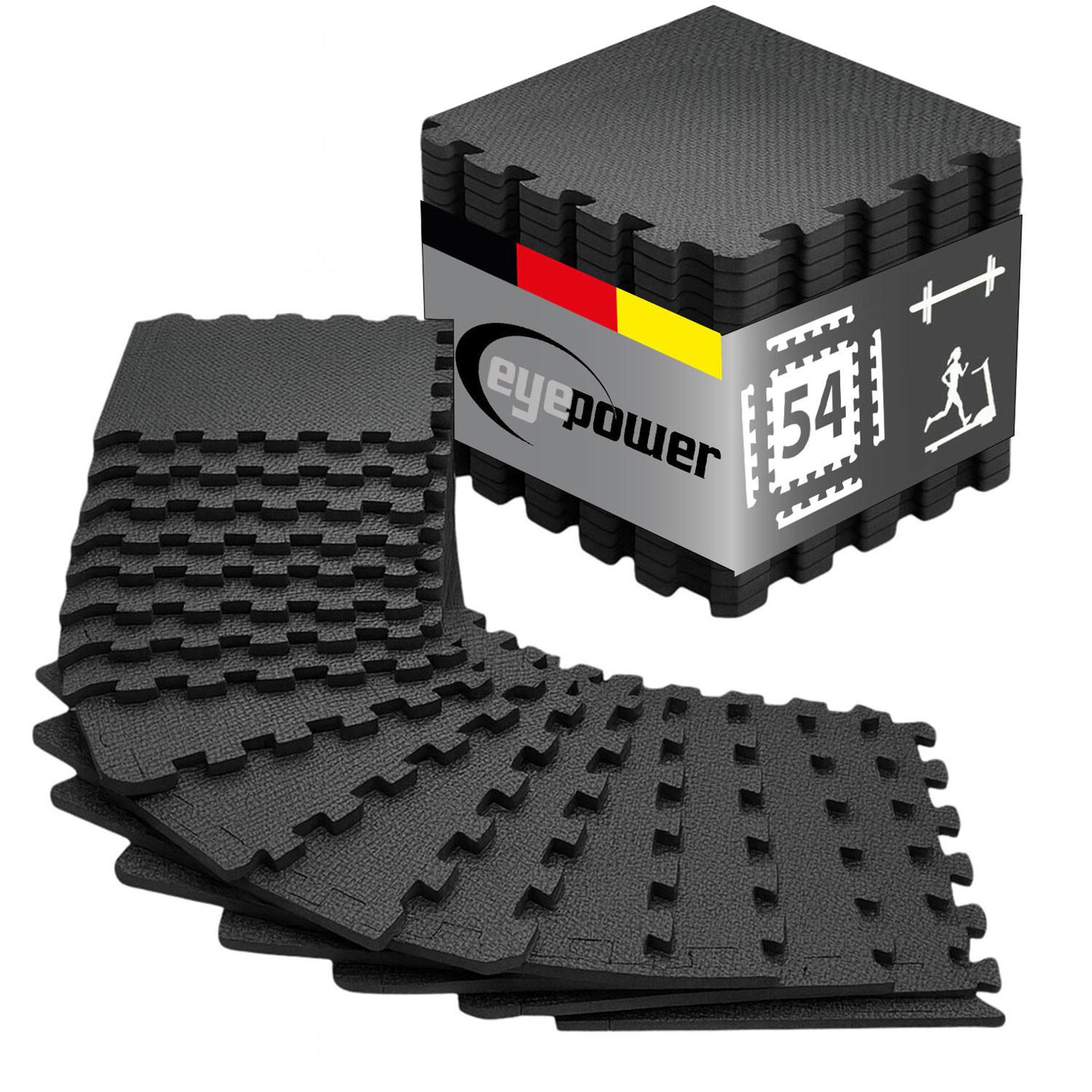 PUZZLEMATTE Sportmatte schwarz 54 Matten mit Rand - Schwarz, Kunststoff (30/30/1cm) - eyepower
