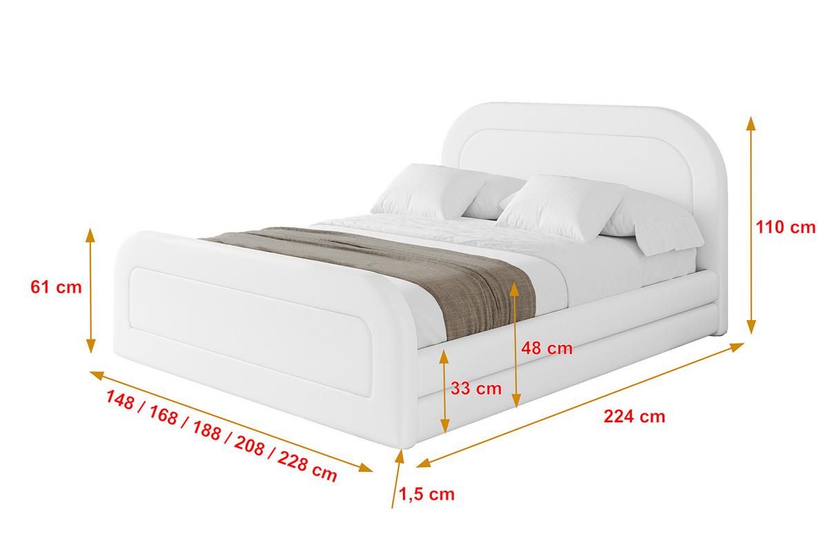 POLSTERBETT mit Bettkasten, Fußteil und Lattenrost, Boxbett ohne Matratze - LERIS-Z 180x200 Weiß Kunstleder - Weiß Hochglanz, Holzwerkstoff/Textil (180/200cm) - ALTDECOR