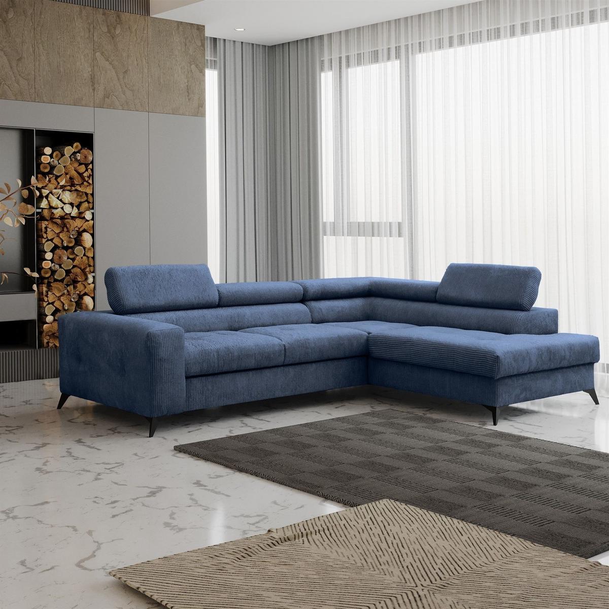 ECKSOFA Schlafsofa Amadeo In Anafi - Blau, Holzwerkstoff/Textil (271/202cm) - Fun Möbel