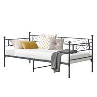 TAGESBETT Kerava - Dunkelgrau, Metall (90/200cm) - [en.casa]