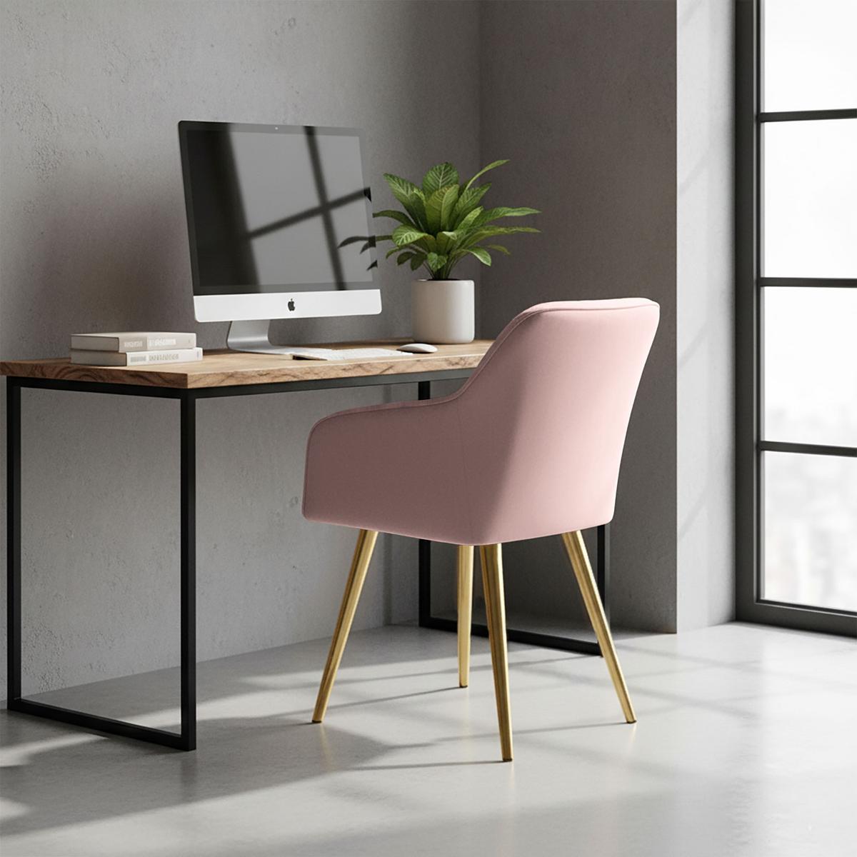 POLSTERSTUHL 2er Set, Metallbeine Rosa, Gold 54/82/58 - Rosa, Textil (54/82/51cm) - RAUMHIRSCH FURNITURE
