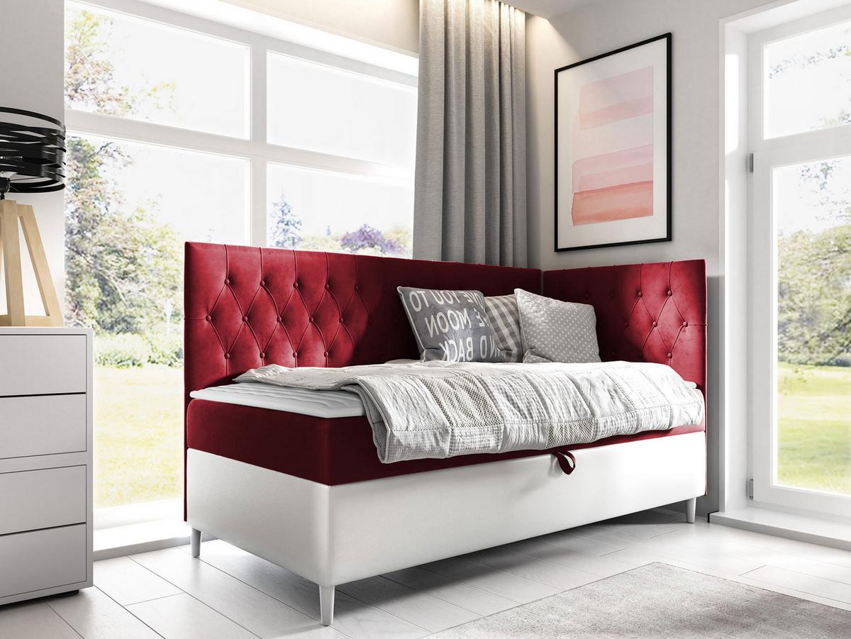 BOXBETT Filip Junior 3, Seite zum Öffnen des Bettkastens: Rechts - H3 - Rot/Weiß, Holz (100/200cm) - MIRJAN24