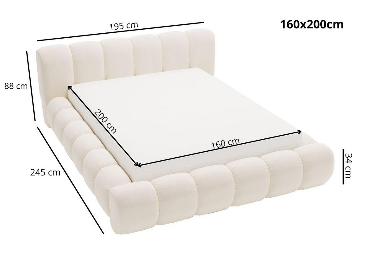 POLSTERBETT Doria 160x200 Cremige - Creme, Textil (160/200cm) - Graingold